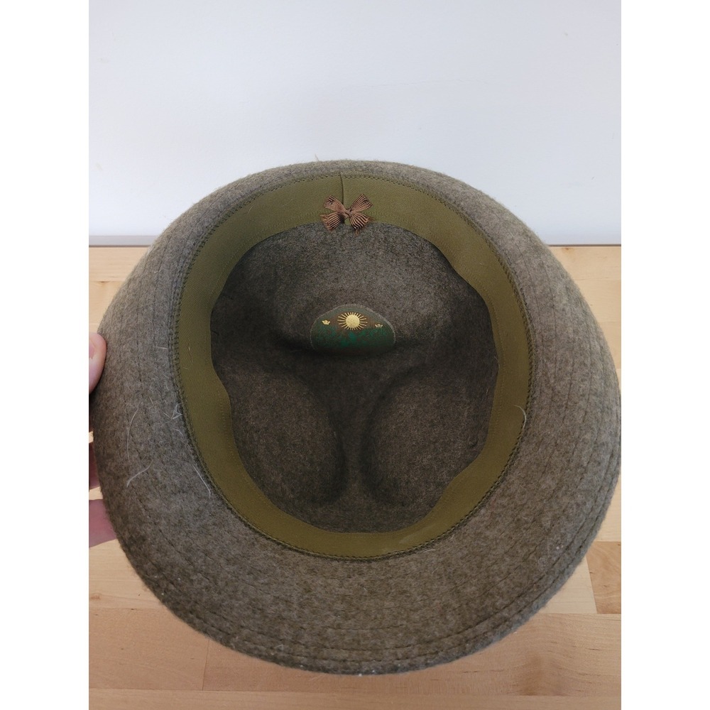 Bayerischer Walk Loden Alpine Hat Mens Medium Olive Green Wool Felt Stag Feather - Picture 6 of 8